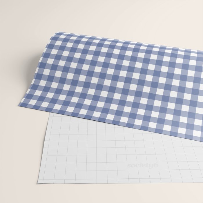 Gingham Check Pattern in Navy Blue and White Wrapping Paper Gallery Image 2