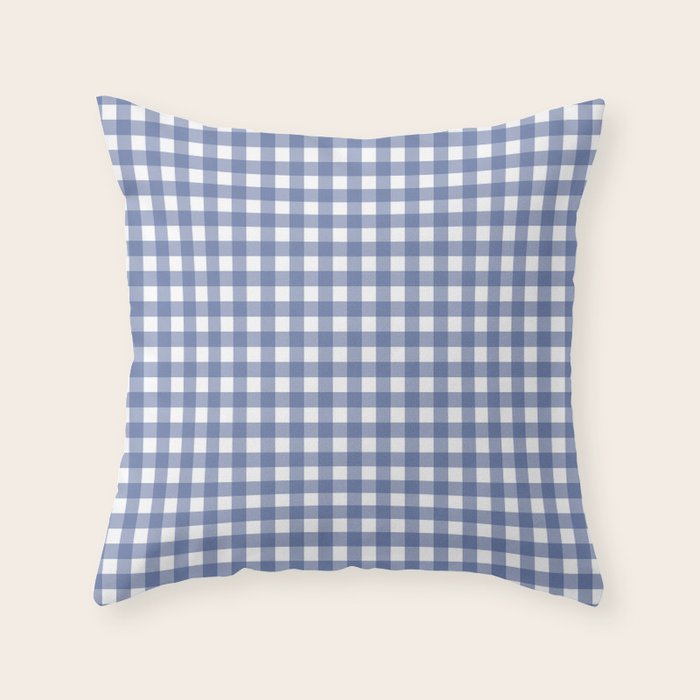 Gingham Check Pattern in Navy Blue and White Throw Pillow Gallery Image 6