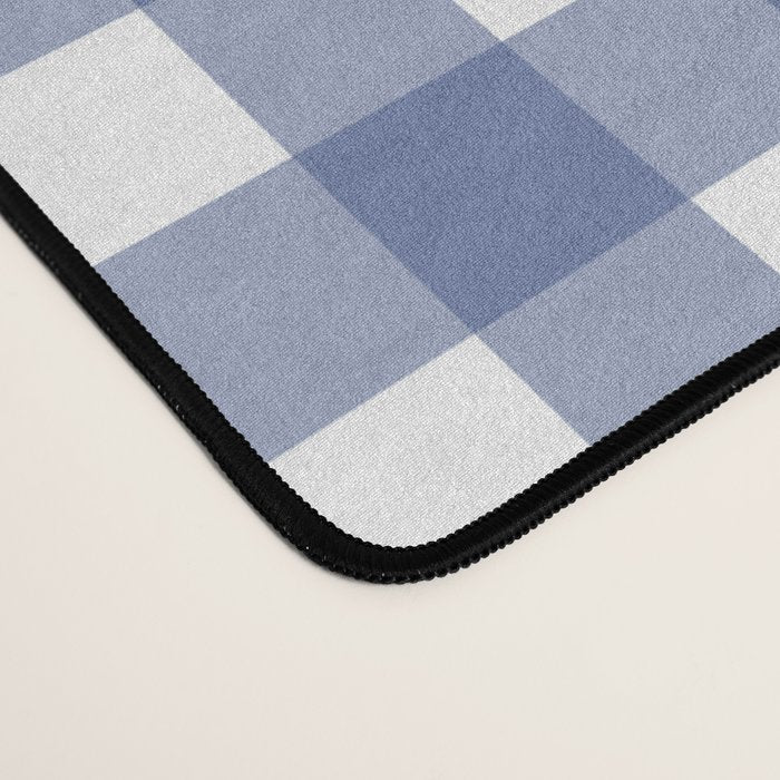Gingham Check Pattern in Navy Blue and White Desk Mat Gallery Image 4