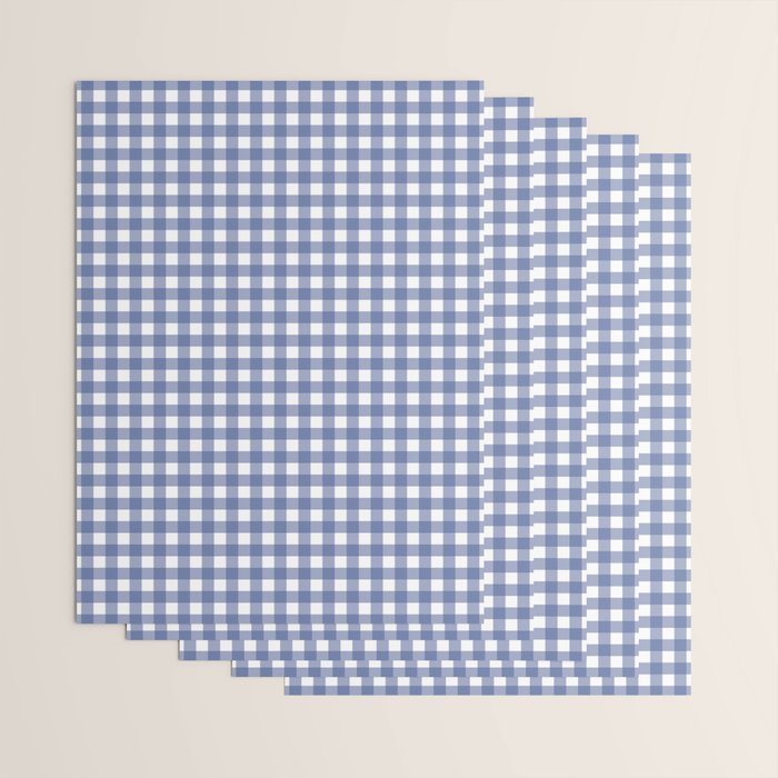 Gingham Check Pattern in Navy Blue and White Wrapping Paper Gallery Image 3