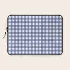 Gingham Check Pattern in Navy Blue and White Laptop Sleeve Gallery Image 1