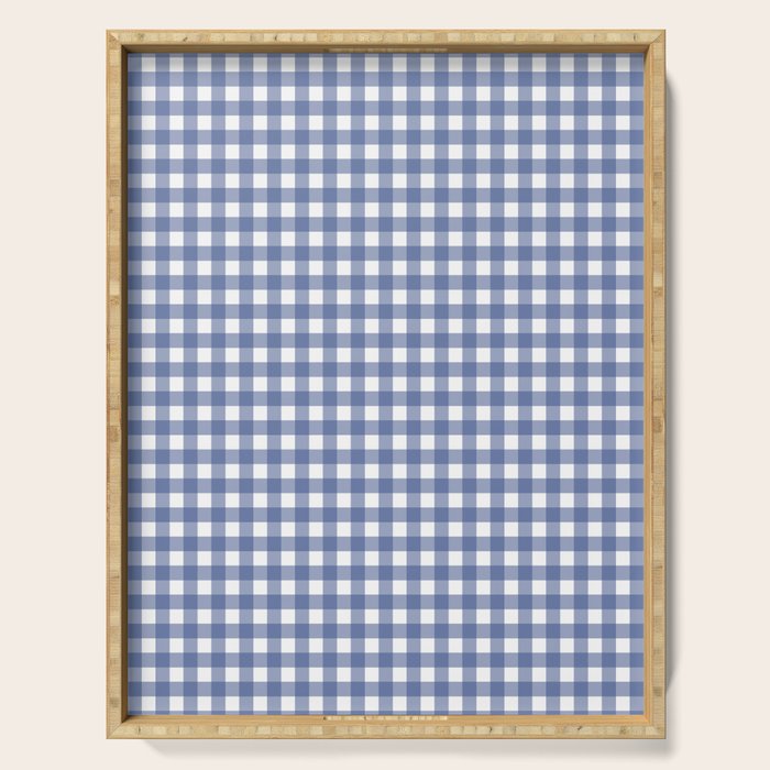 Gingham Check Pattern in Navy Blue and White Serving Tray Gallery Image 1