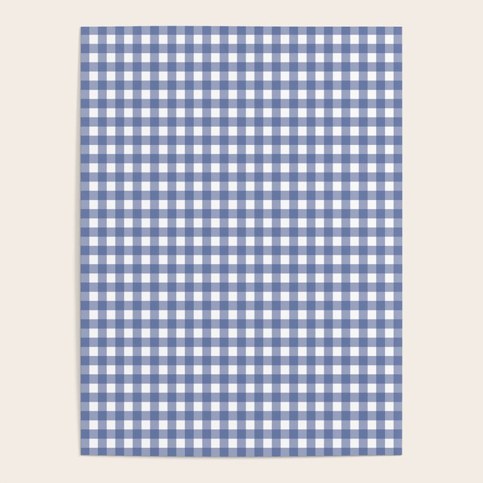 Gingham Check Pattern in Navy Blue and White Poster Gallery Image 4