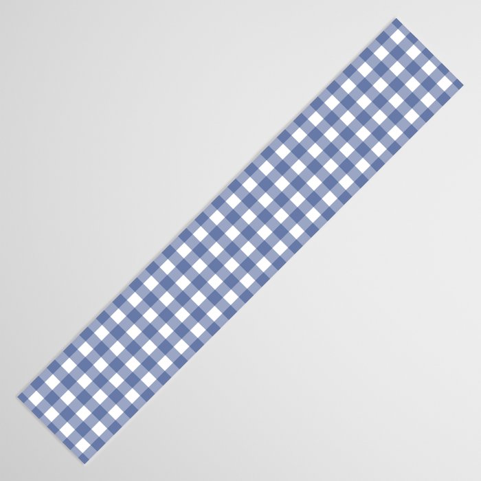 Gingham Check Pattern in Navy Blue and White Table Runner Gallery Image 3