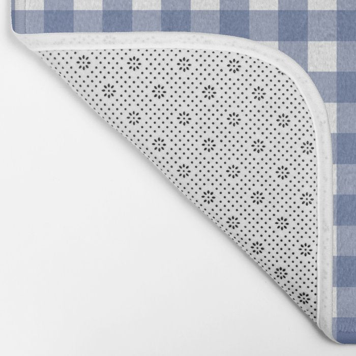 Gingham Check Pattern in Navy Blue and White Bath Mat Gallery Image 2