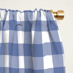 Gingham Check Pattern in Navy Blue and White Window Curtain Gallery Image 2