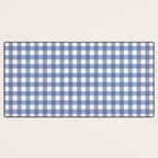 Gingham Check Pattern in Navy Blue and White Desk Mat Gallery Image 3