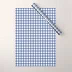 Gingham Check Pattern in Navy Blue and White Wrapping Paper Gallery Image 1