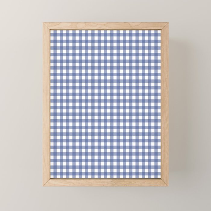 Gingham Check Pattern in Navy Blue and White Mini Art Print Gallery Image 1