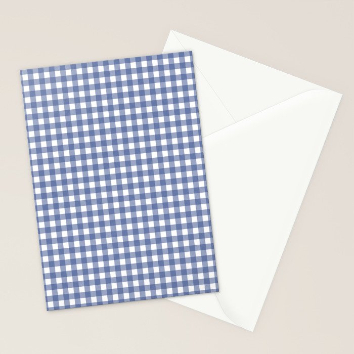 Gingham Check Pattern in Navy Blue and White Stationery Card Gallery Image 2