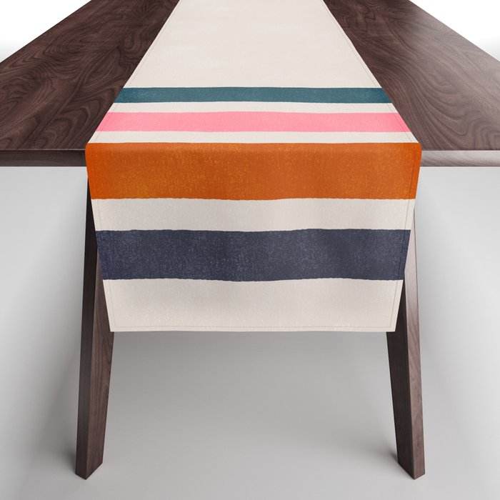 Blanket Stripe - silver grey with pink Table Runner Gallery Image 1