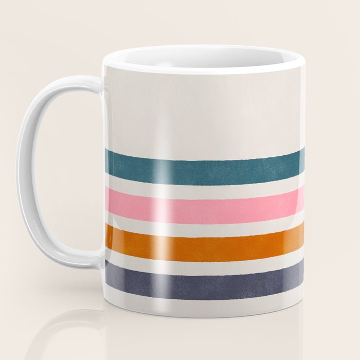 Blanket Stripe - silver grey with pink Coffee Mug Gallery Image 3