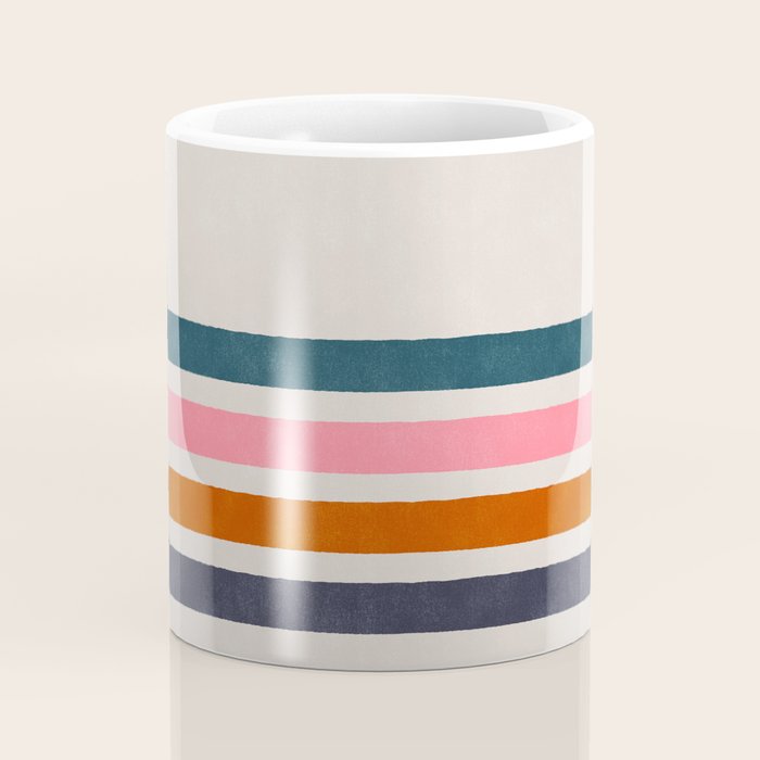 Blanket Stripe - silver grey with pink Coffee Mug Gallery Image 4