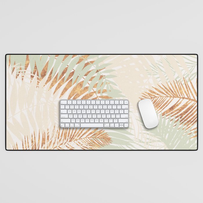 My blush and copper abstract Aloha Tropical Jungle Palm Garden Desk Mat Gallery Image 1
