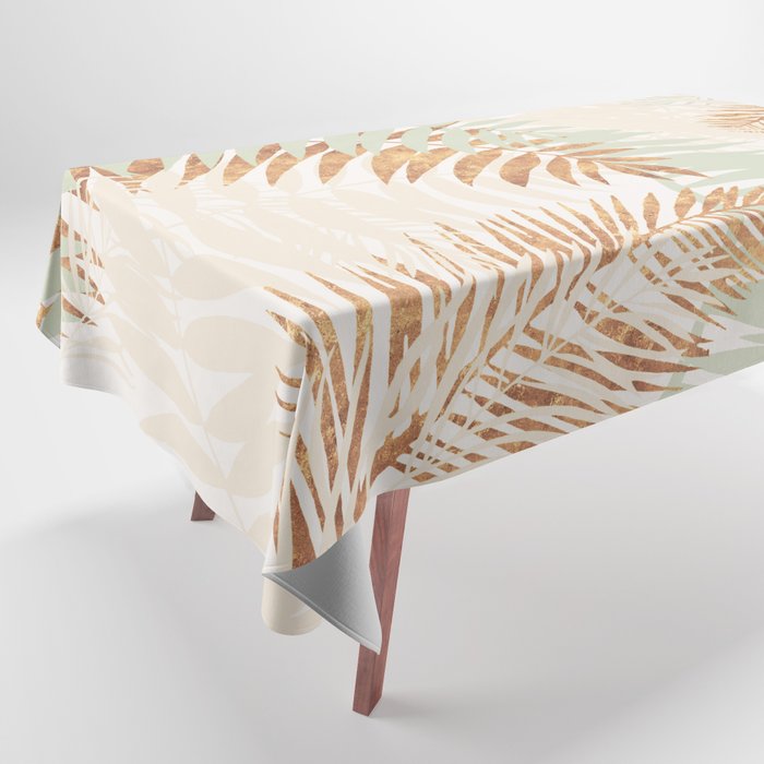 My blush and copper abstract Aloha Tropical Jungle Palm Garden Tablecloth Gallery Image 1