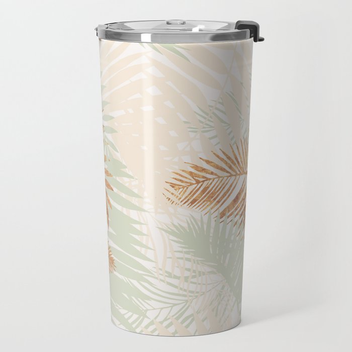 My blush and copper abstract Aloha Tropical Jungle Palm Garden Travel Mug Gallery Image 2
