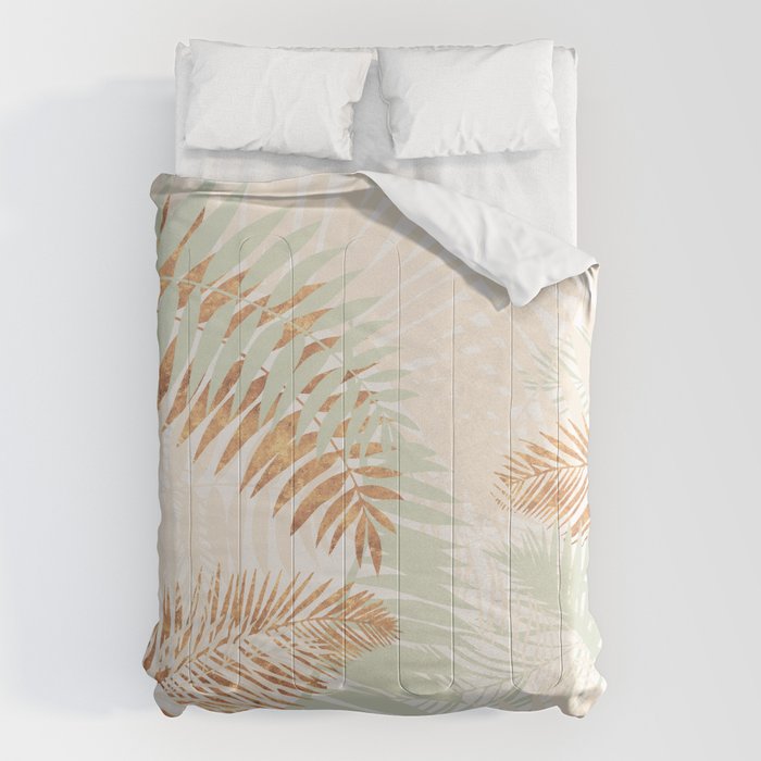 My blush and copper abstract Aloha Tropical Jungle Palm Garden Comforter Gallery Image 6