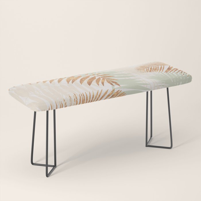 My blush and copper abstract Aloha Tropical Jungle Palm Garden Bench Gallery Image 1