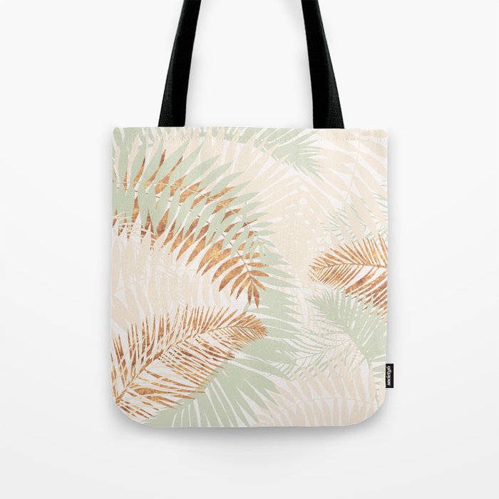 My blush and copper abstract Aloha Tropical Jungle Palm Garden Tote Bag Gallery Image 1