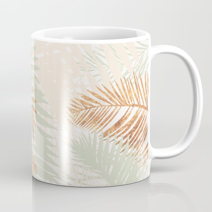 My blush and copper abstract Aloha Tropical Jungle Palm Garden Coffee Mug Gallery Image 1