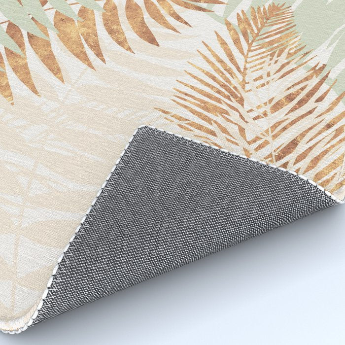 My blush and copper abstract Aloha Tropical Jungle Palm Garden Rug Gallery Image 4