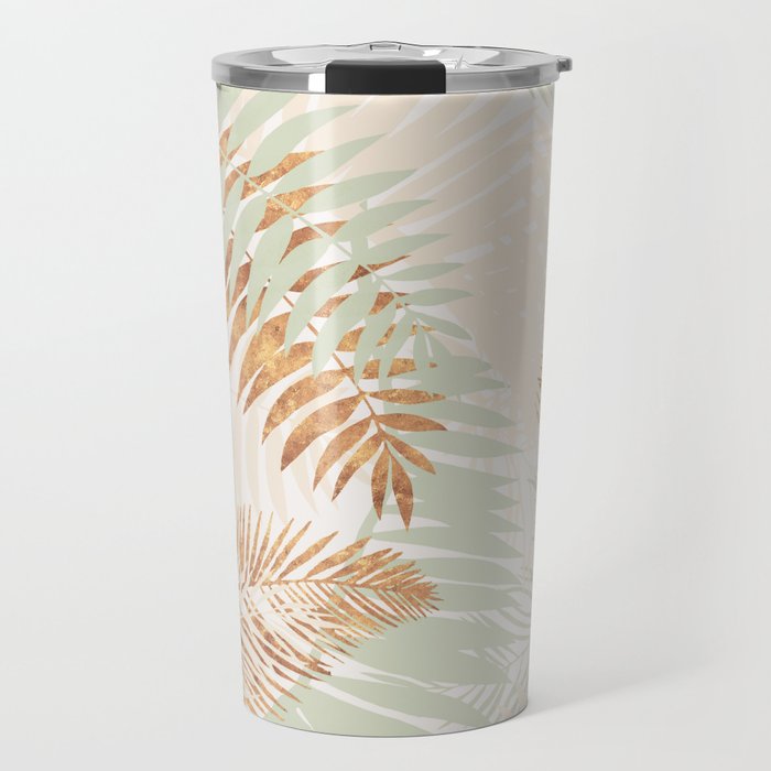 My blush and copper abstract Aloha Tropical Jungle Palm Garden Travel Mug Gallery Image 1