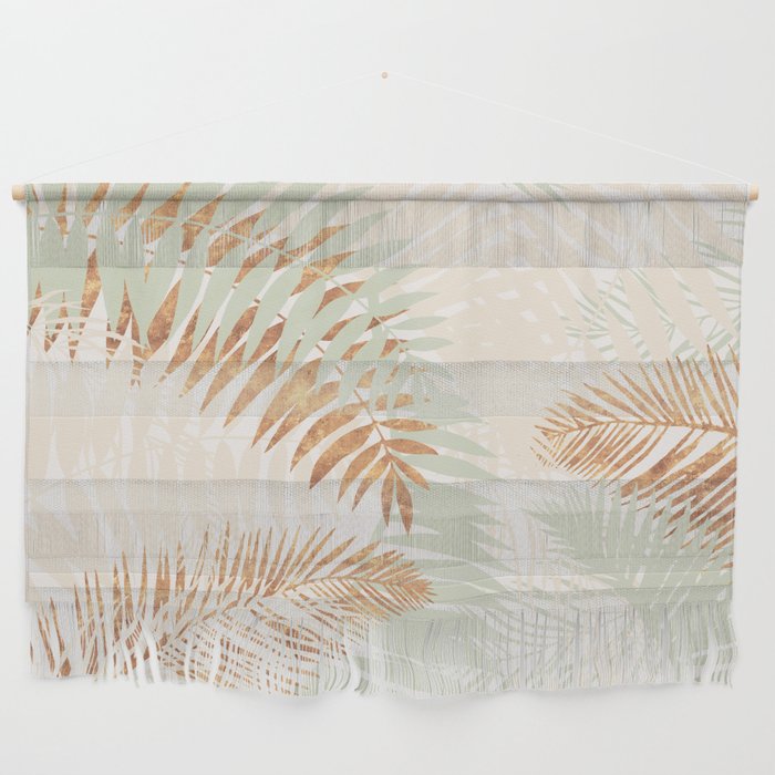 My blush and copper abstract Aloha Tropical Jungle Palm Garden Wall Hanging Gallery Image 1
