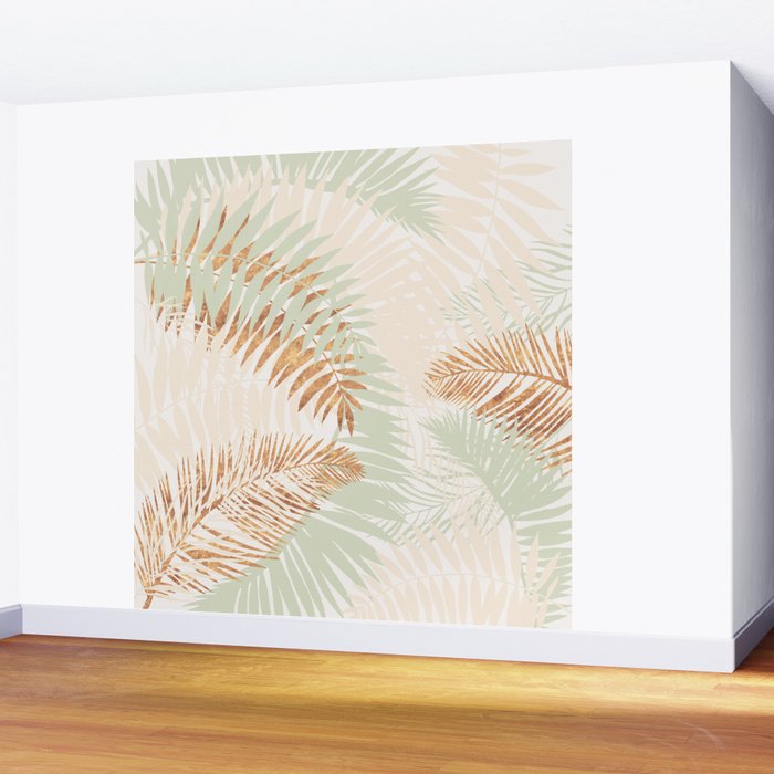 My blush and copper abstract Aloha Tropical Jungle Palm Garden Wall Mural Gallery Image 2
