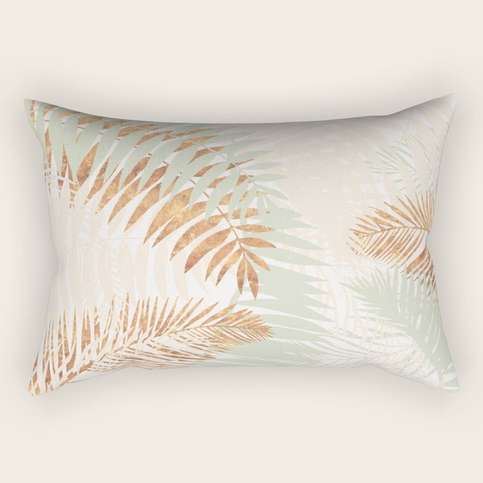 My blush and copper abstract Aloha Tropical Jungle Palm Garden Rectangular Pillow Gallery Image 1