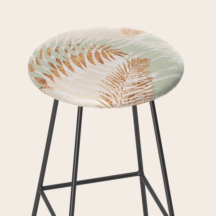 My blush and copper abstract Aloha Tropical Jungle Palm Garden Stool Gallery Image 2