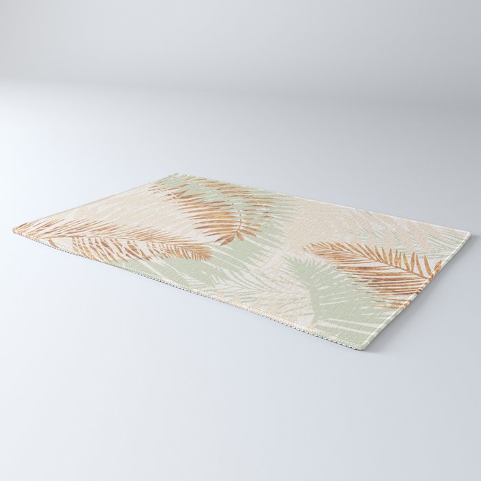 My blush and copper abstract Aloha Tropical Jungle Palm Garden Rug Gallery Image 3