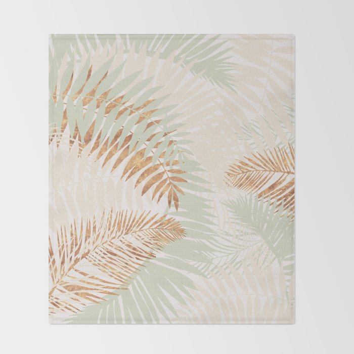 My blush and copper abstract Aloha Tropical Jungle Palm Garden Throw Blanket Gallery Image 2