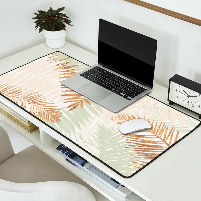 My blush and copper abstract Aloha Tropical Jungle Palm Garden Desk Mat Gallery Image 2