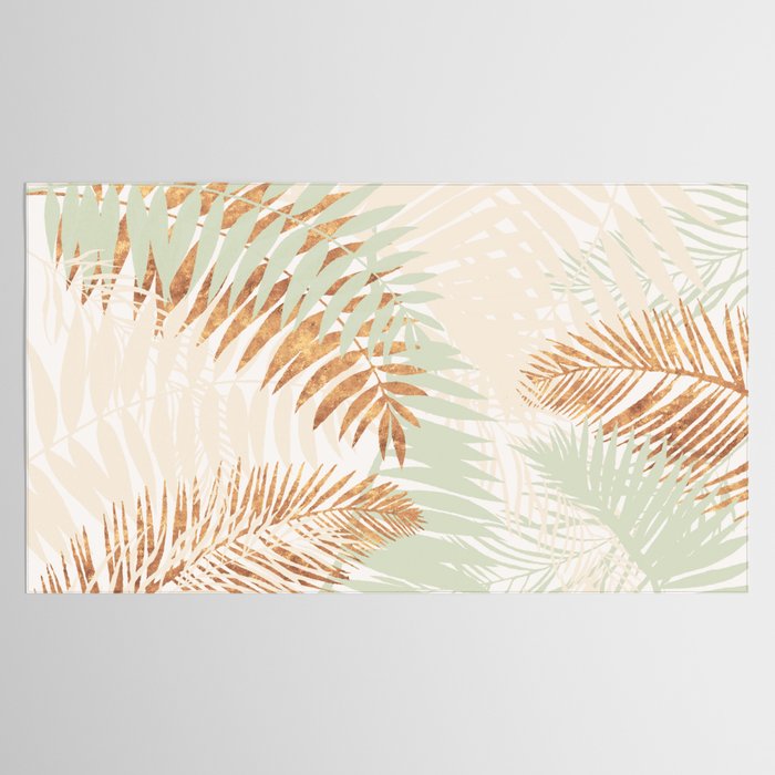 My blush and copper abstract Aloha Tropical Jungle Palm Garden Tablecloth Gallery Image 2