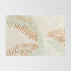 My blush and copper abstract Aloha Tropical Jungle Palm Garden Rug Gallery Image 2