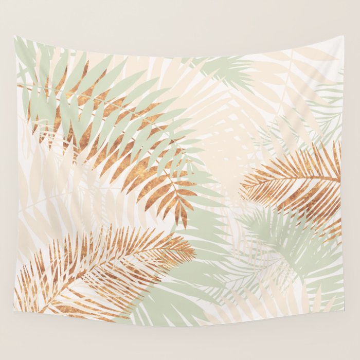My blush and copper abstract Aloha Tropical Jungle Palm Garden Wall Tapestry Gallery Image 4