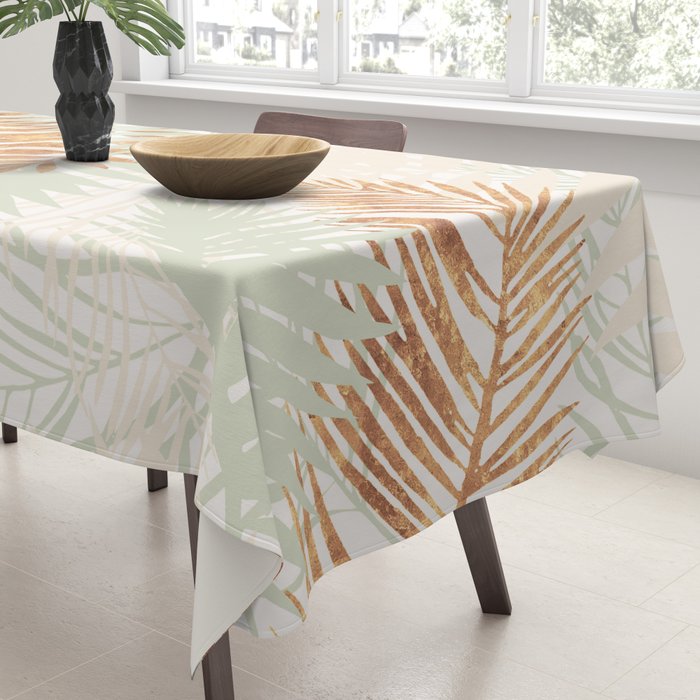 My blush and copper abstract Aloha Tropical Jungle Palm Garden Tablecloth Gallery Image 3