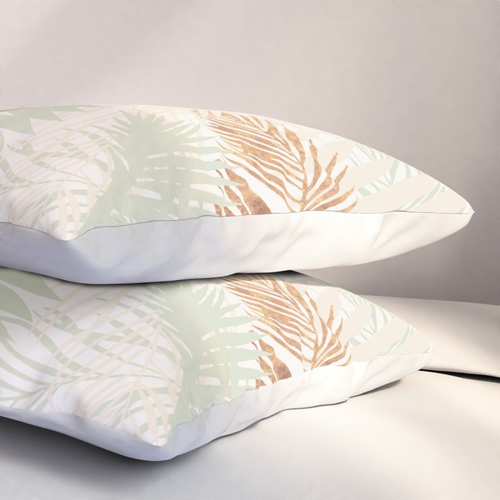 My blush and copper abstract Aloha Tropical Jungle Palm Garden Pillow Sham Gallery Image 3