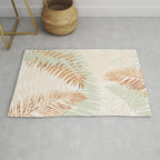 My blush and copper abstract Aloha Tropical Jungle Palm Garden Rug Gallery Image 1