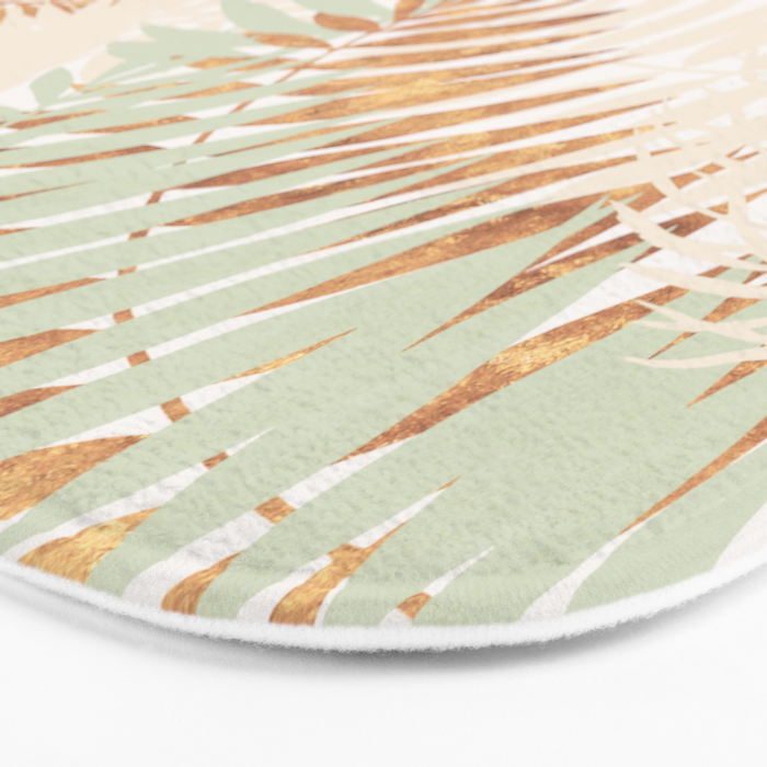 My blush and copper abstract Aloha Tropical Jungle Palm Garden Bath Mat Gallery Image 3