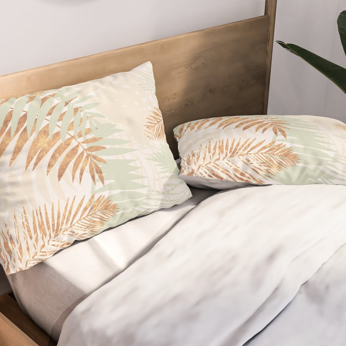 My blush and copper abstract Aloha Tropical Jungle Palm Garden Pillow Sham Gallery Image 2