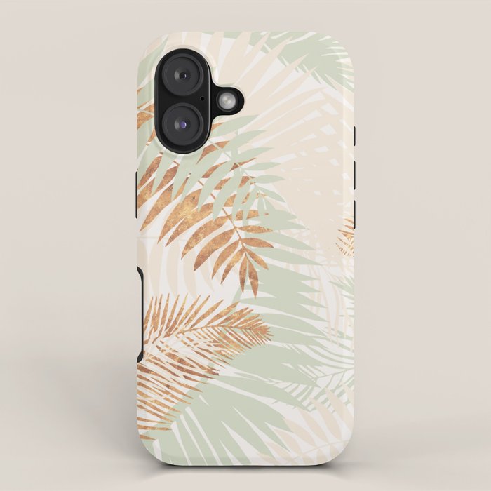 My blush and copper abstract Aloha Tropical Jungle Palm Garden iPhone Case Gallery Image 1
