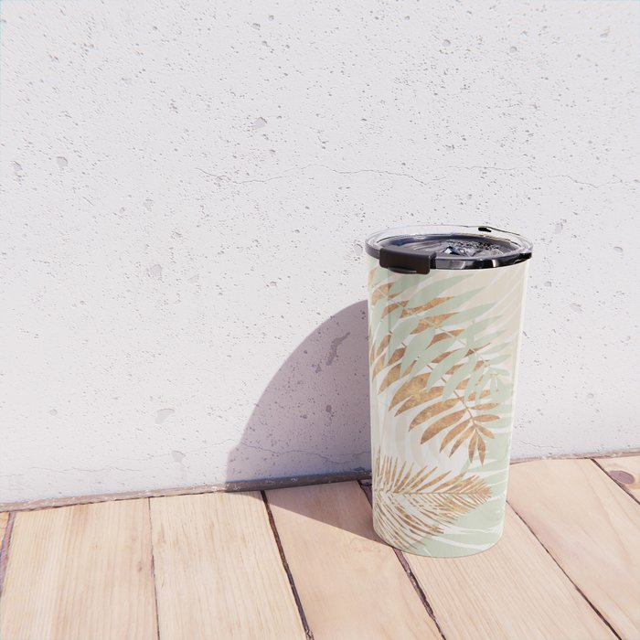 My blush and copper abstract Aloha Tropical Jungle Palm Garden Travel Mug Gallery Image 4