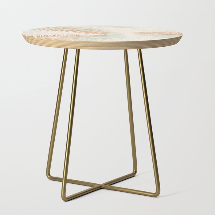 My blush and copper abstract Aloha Tropical Jungle Palm Garden Side Table Gallery Image 1