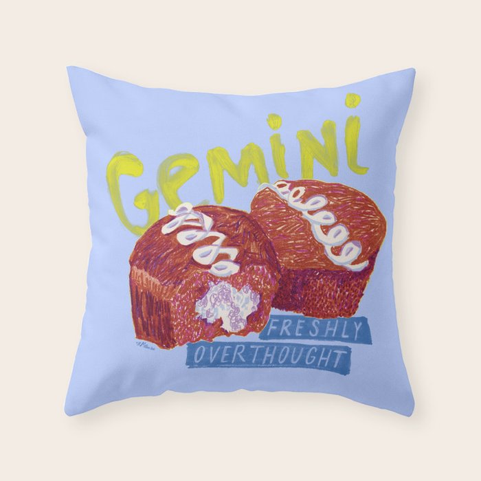 Gemini Twins in Lavender & Blue | Zodiac Series Throw Pillow Gallery Image 6