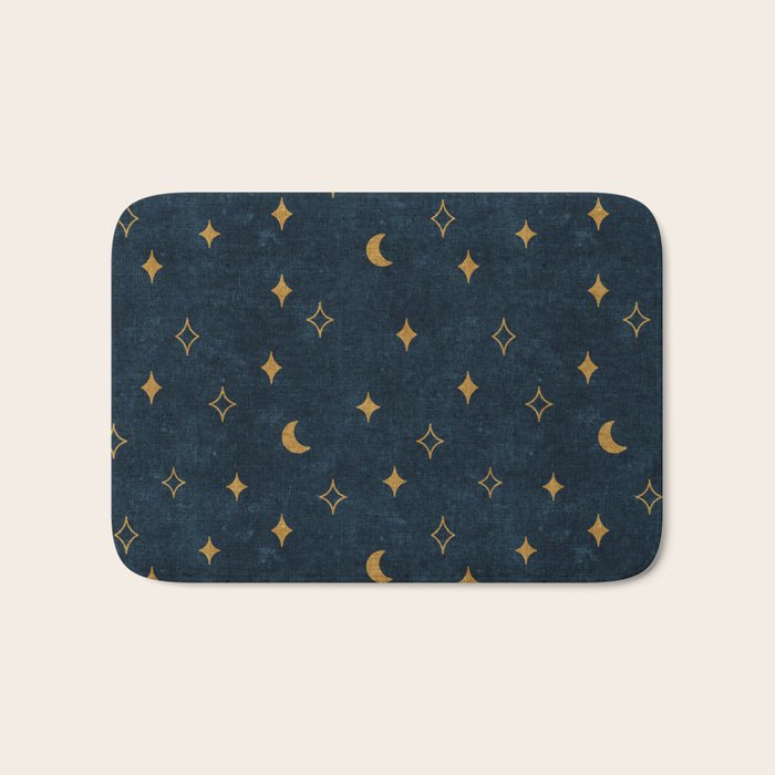 moon and stars - dark blue Bath Mat Gallery Image 1
