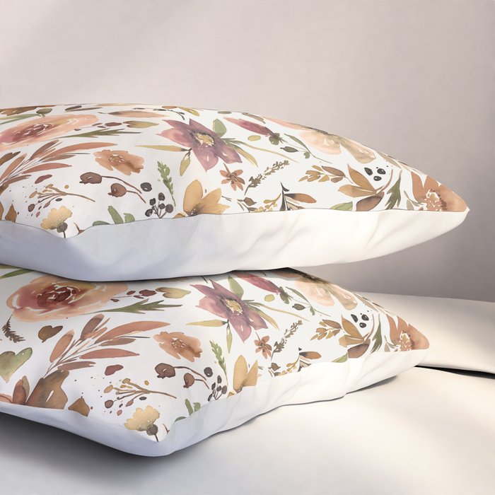 Harvest 2025 Artistic Autumn Floral Leaves Brown Pillow Sham Gallery Image 3