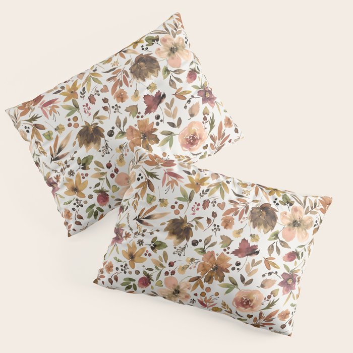Harvest 2025 Artistic Autumn Floral Leaves Brown Pillow Sham Gallery Image 3