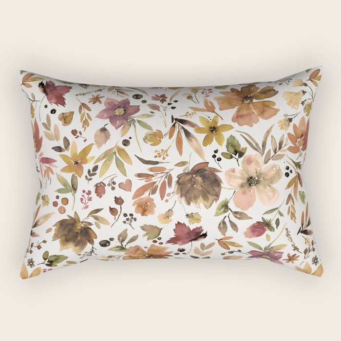 Harvest 2025 Artistic Autumn Floral Leaves Brown Rectangular Pillow Gallery Image 2