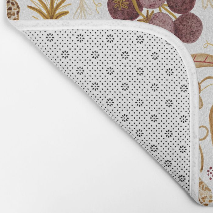Garden Vegetables & Fresh Fruit in Ochre & Burgundy Bath Mat Gallery Image 2